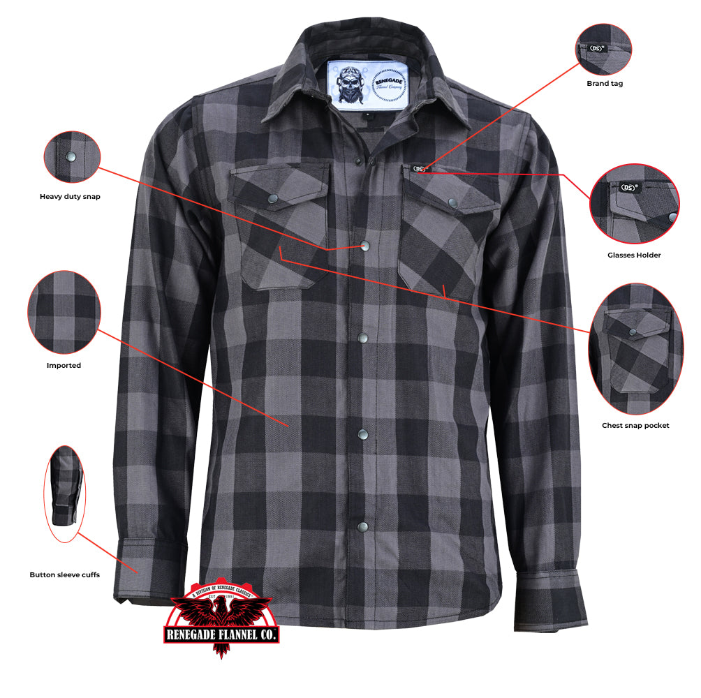 DS4685 Flannel Shirt - Gray and Black