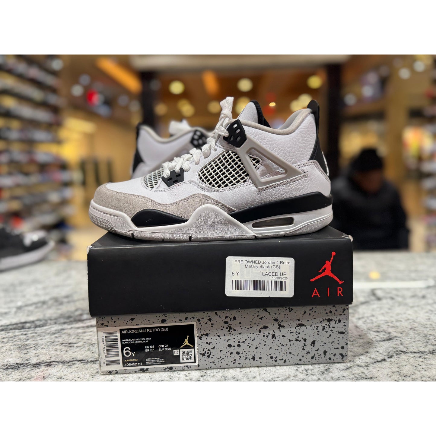 PRE OWNED Jordan 4 Retro Military Black (GS)