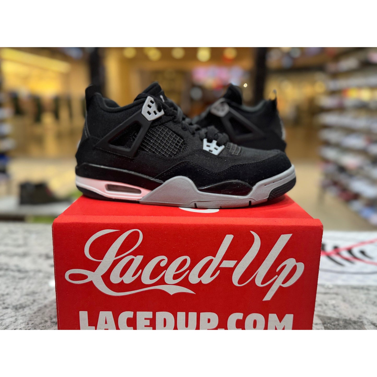 PRE OWNED Jordan 4 Retro Black Canvas (GS) NO BOX