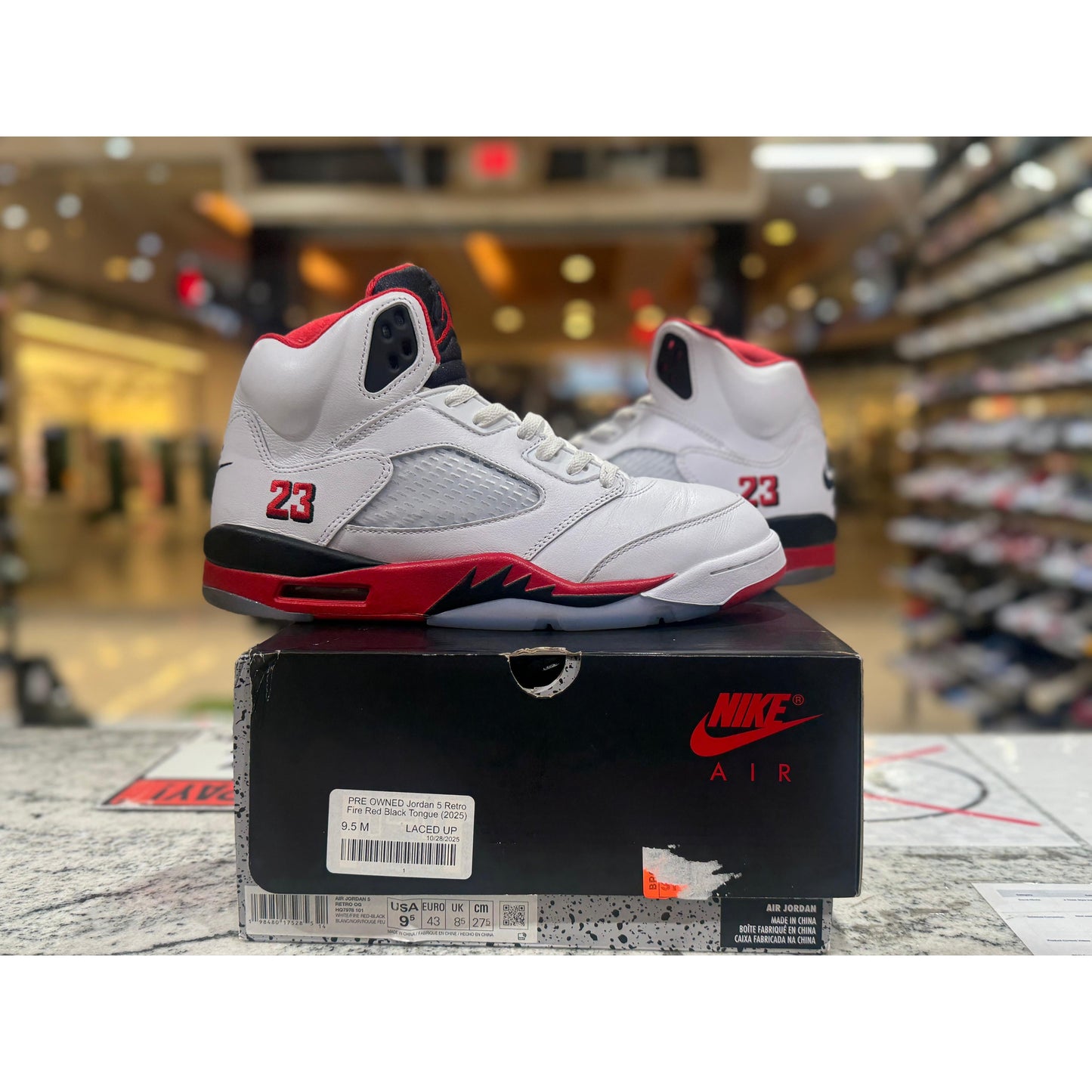 PRE OWNED Jordan 5 Retro Fire Red Black Tongue (2025)
