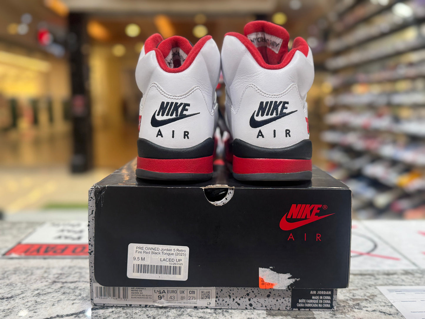 PRE OWNED Jordan 5 Retro Fire Red Black Tongue (2025)