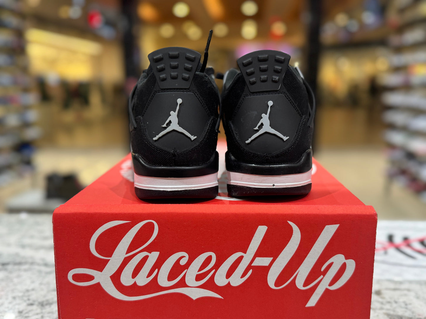 PRE OWNED Jordan 4 Retro Black Canvas (GS) NO BOX