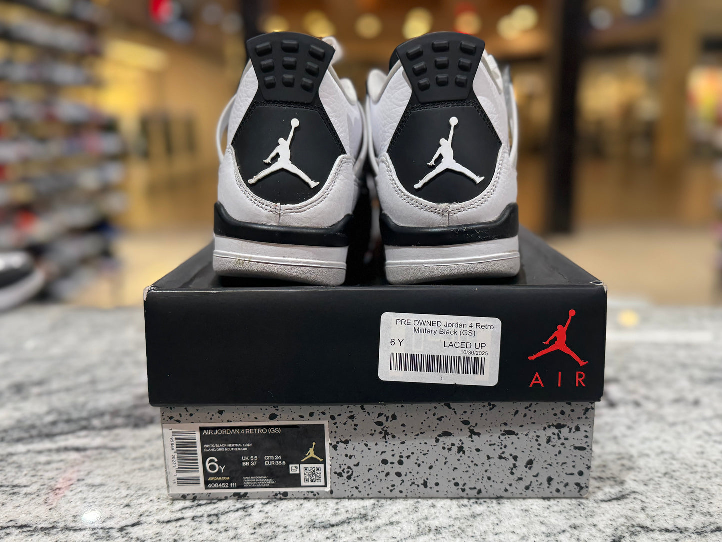 PRE OWNED Jordan 4 Retro Military Black (GS)