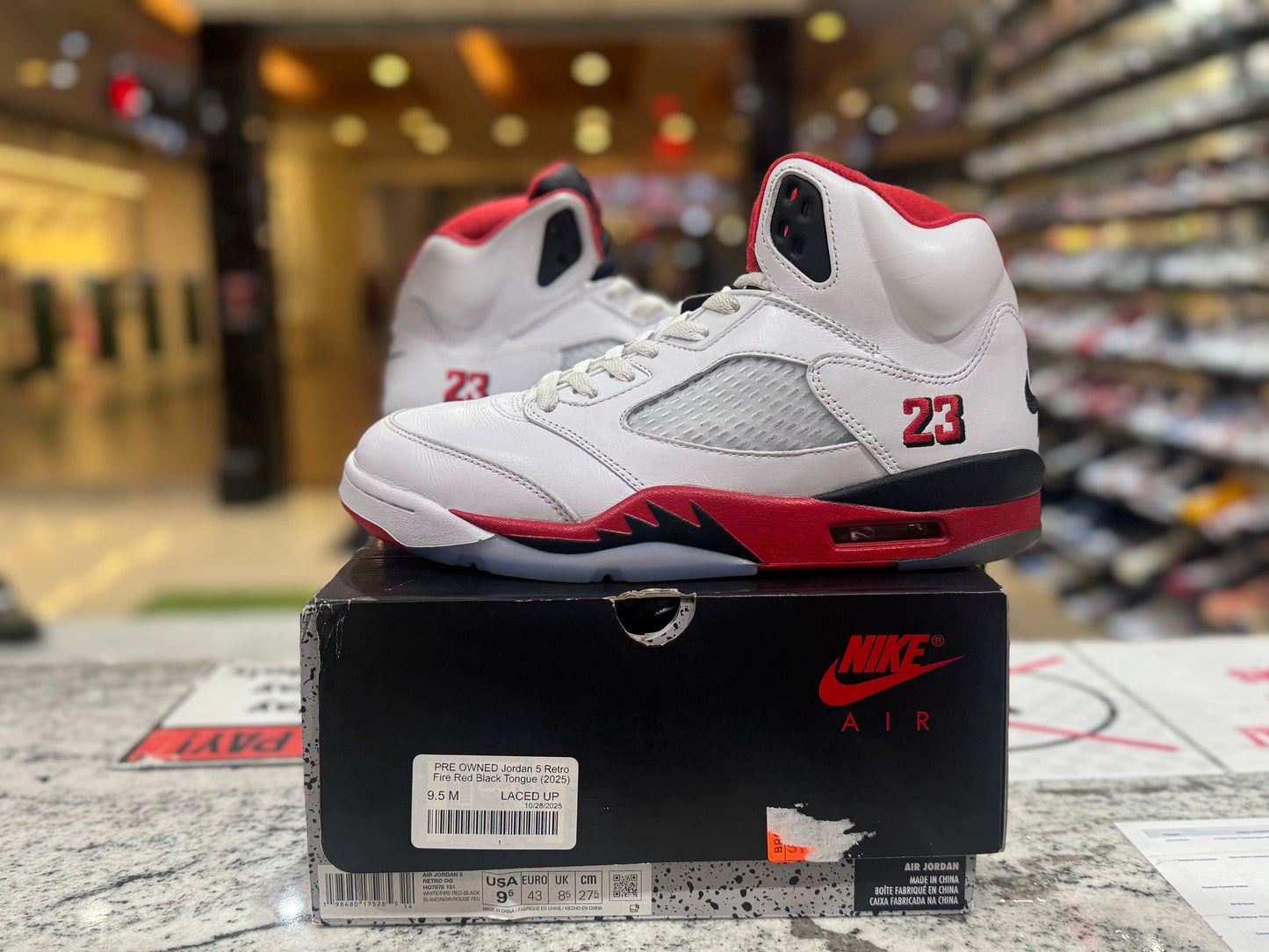 PRE OWNED Jordan 5 Retro Fire Red Black Tongue (2025)