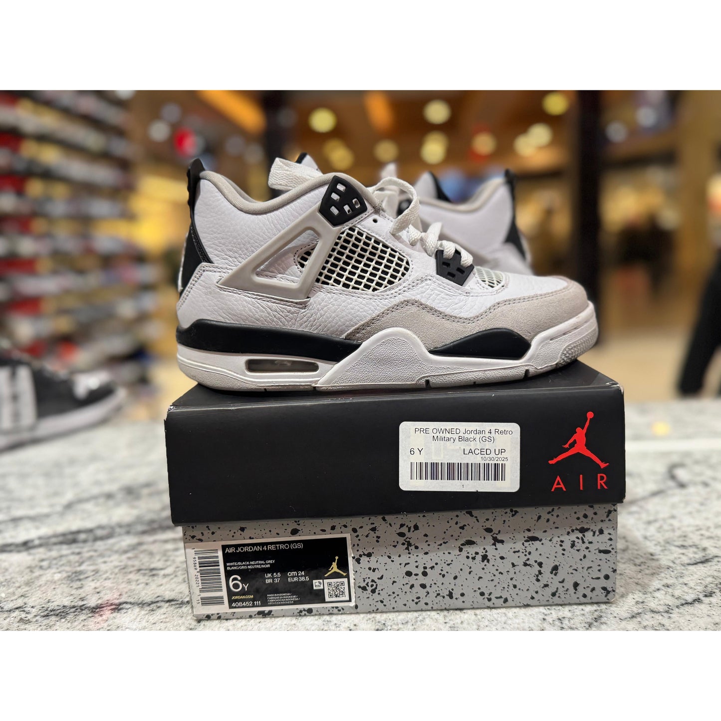 PRE OWNED Jordan 4 Retro Military Black (GS)