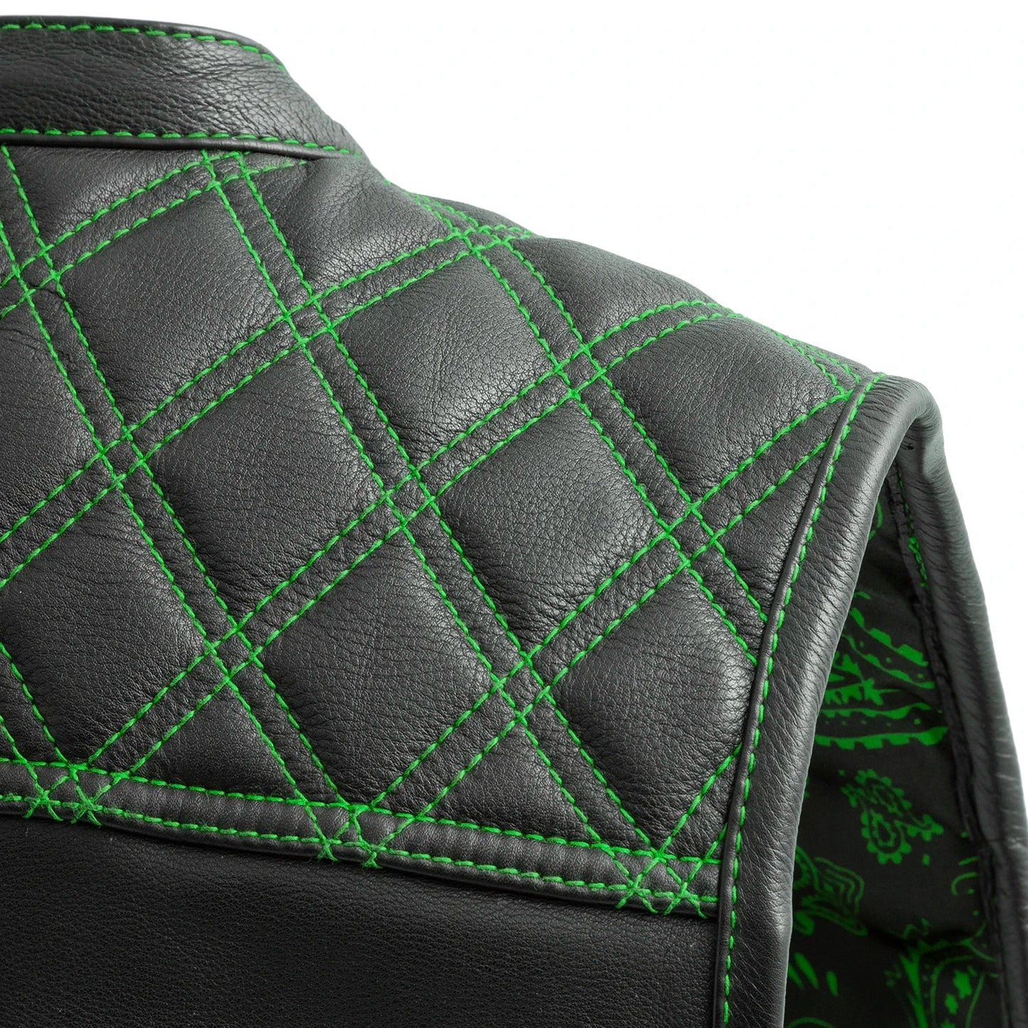 Upside Men's Club Style Leather Vest Orange and Green