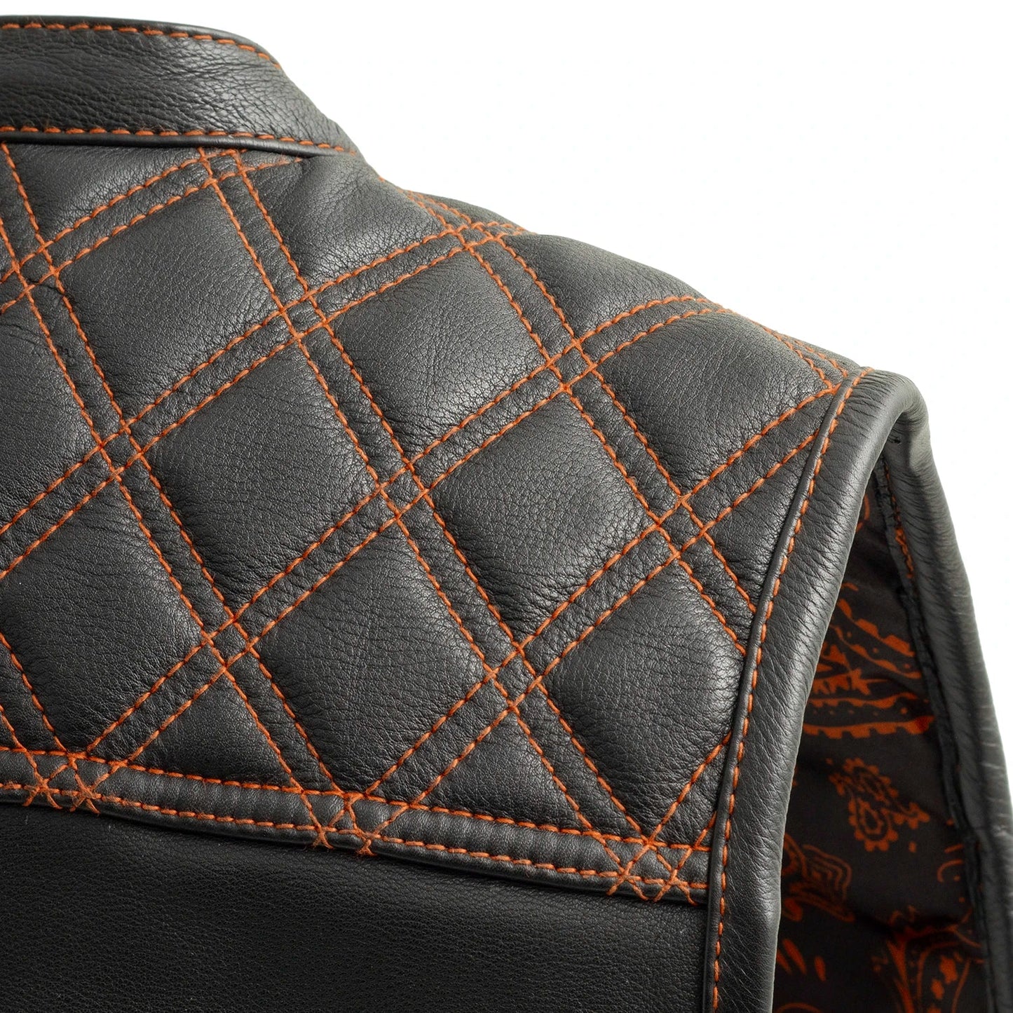 Upside Men's Club Style Leather Vest Orange and Green