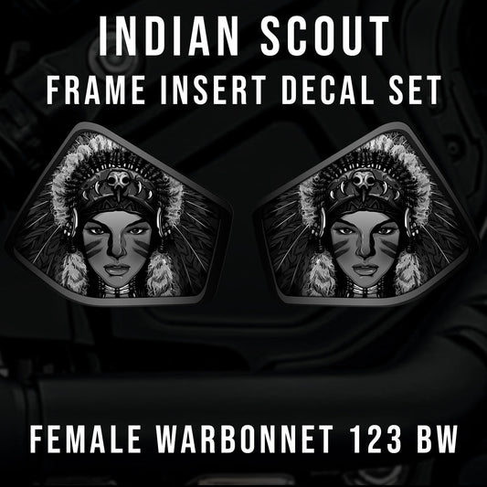 Indian Scout Mid-Frame Insert - Female Warbonnet 123 B&W