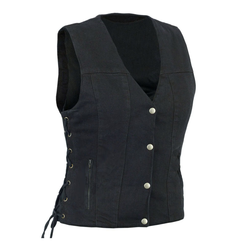 GO822 Ladies Black Denim Vest