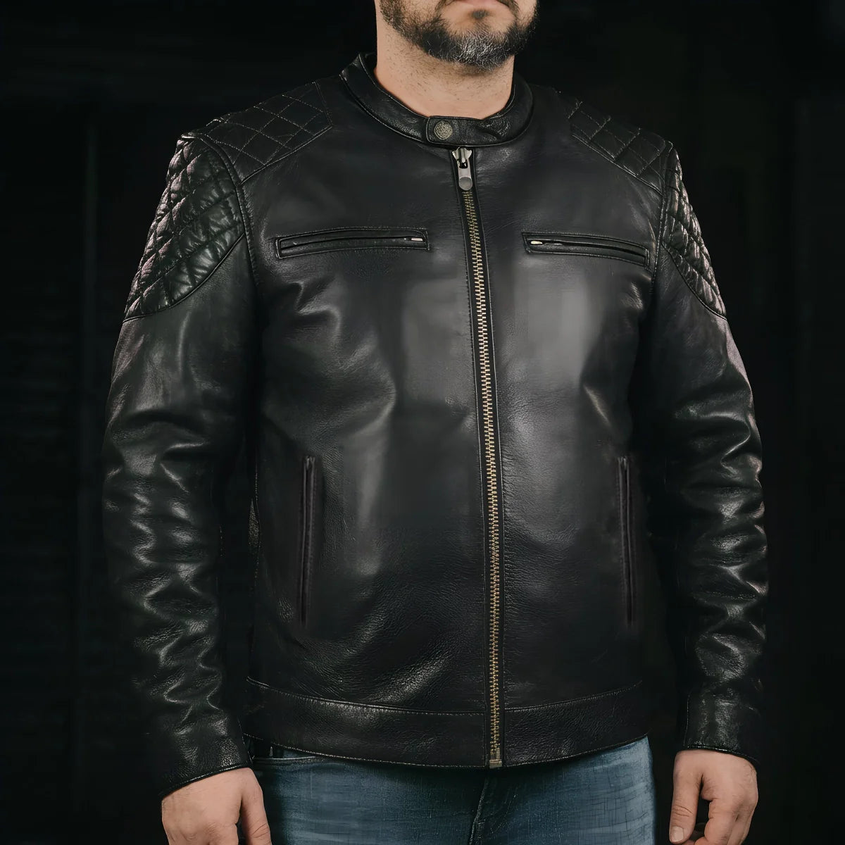 Grand Prix - Men's Leather Motorcycle Jacket