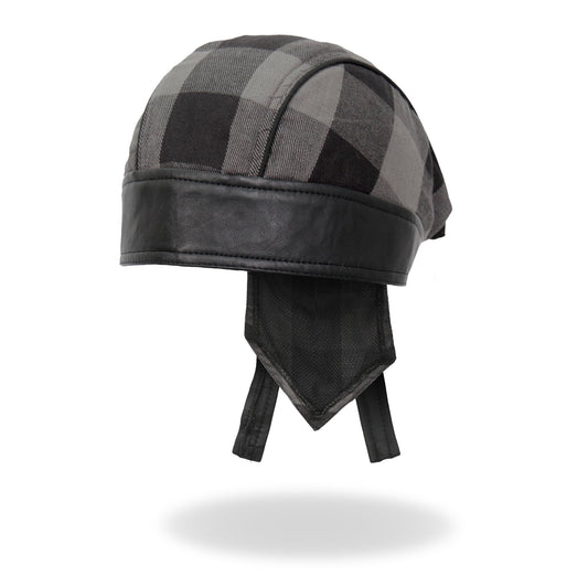 Hot Leathers Gray Buffalo Plaid Lightweight Headwrap HWH1110