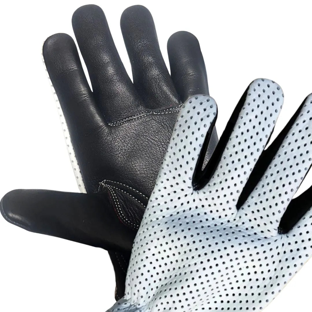 Legendary Holy Blanco Ventilated Short Wrist Motorcycle Gloves – White Top Black Bottom