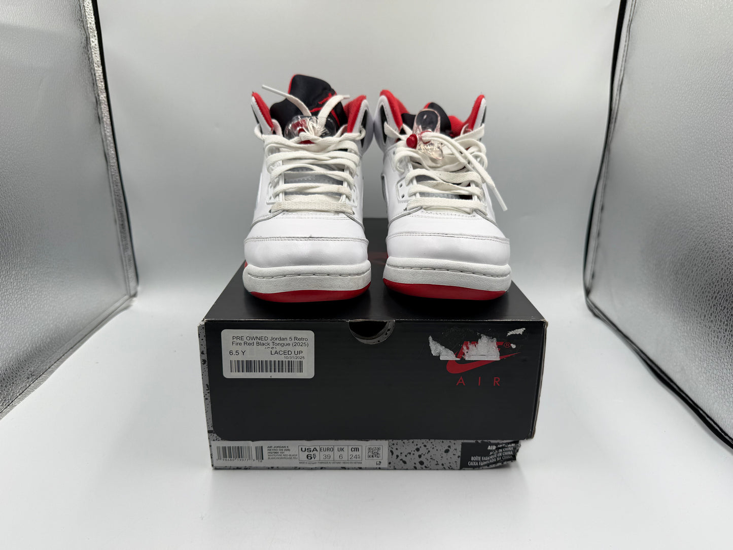 PRE OWNED Jordan 5 Retro Fire Red Black Tongue (2025) (GS)