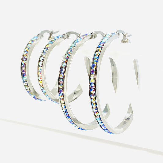 SK2346 Rainbow Crystal Earrings - Two Sizes Available