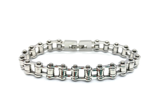 SK2287 NEW Simple Mini 3/8" Wide MINI MINI SIZE All Stainless Steel Silver Motorcycle Bike Chain Bracelet