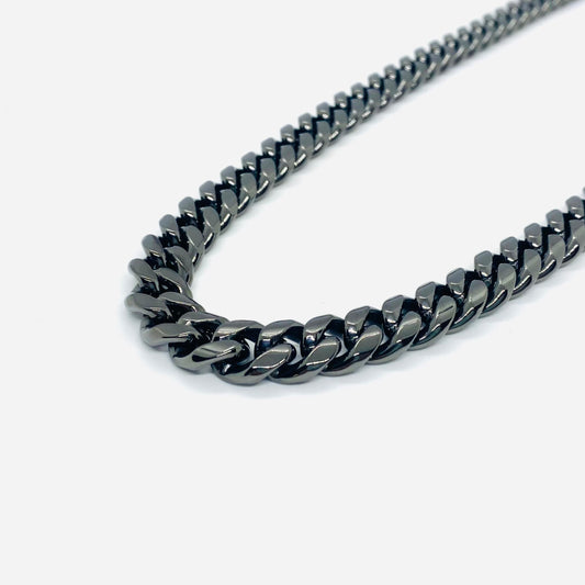 SK4020G Necklace 1/2" Wide Cuban Link Polished Gunmetal