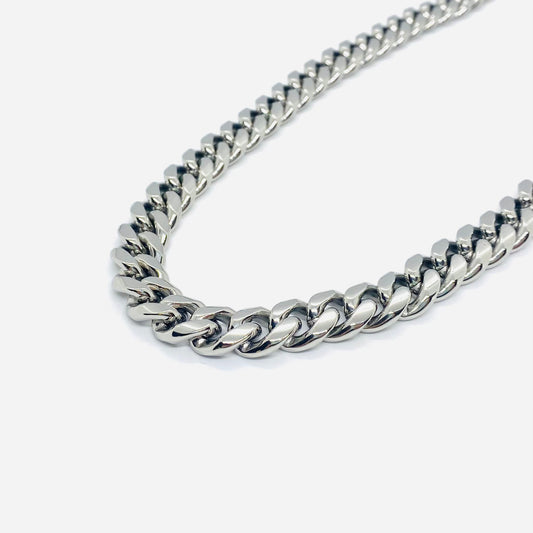 SK4020 Necklace 1/2" Wide Cuban Link Silver Color