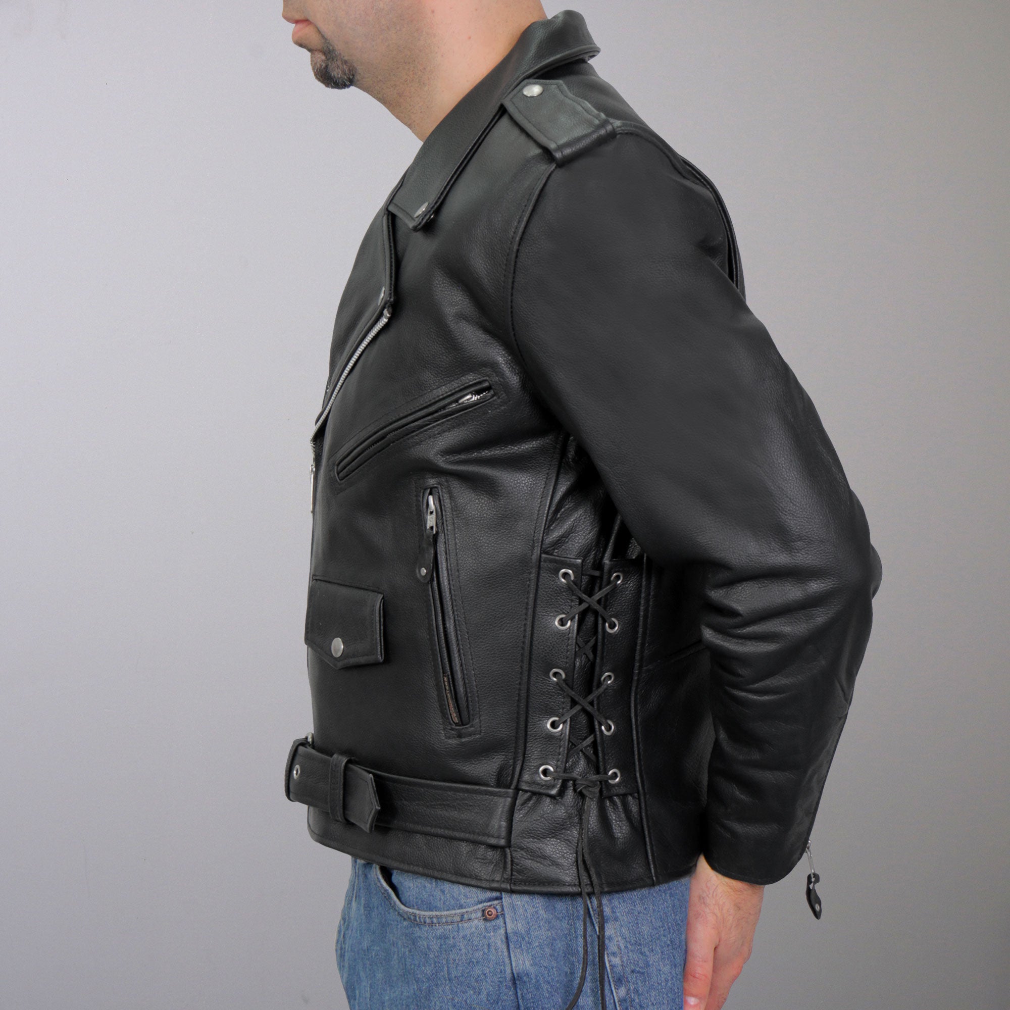 Cafe Racer Classic Biker Leather Jacket Milwaukee Leather SH1011