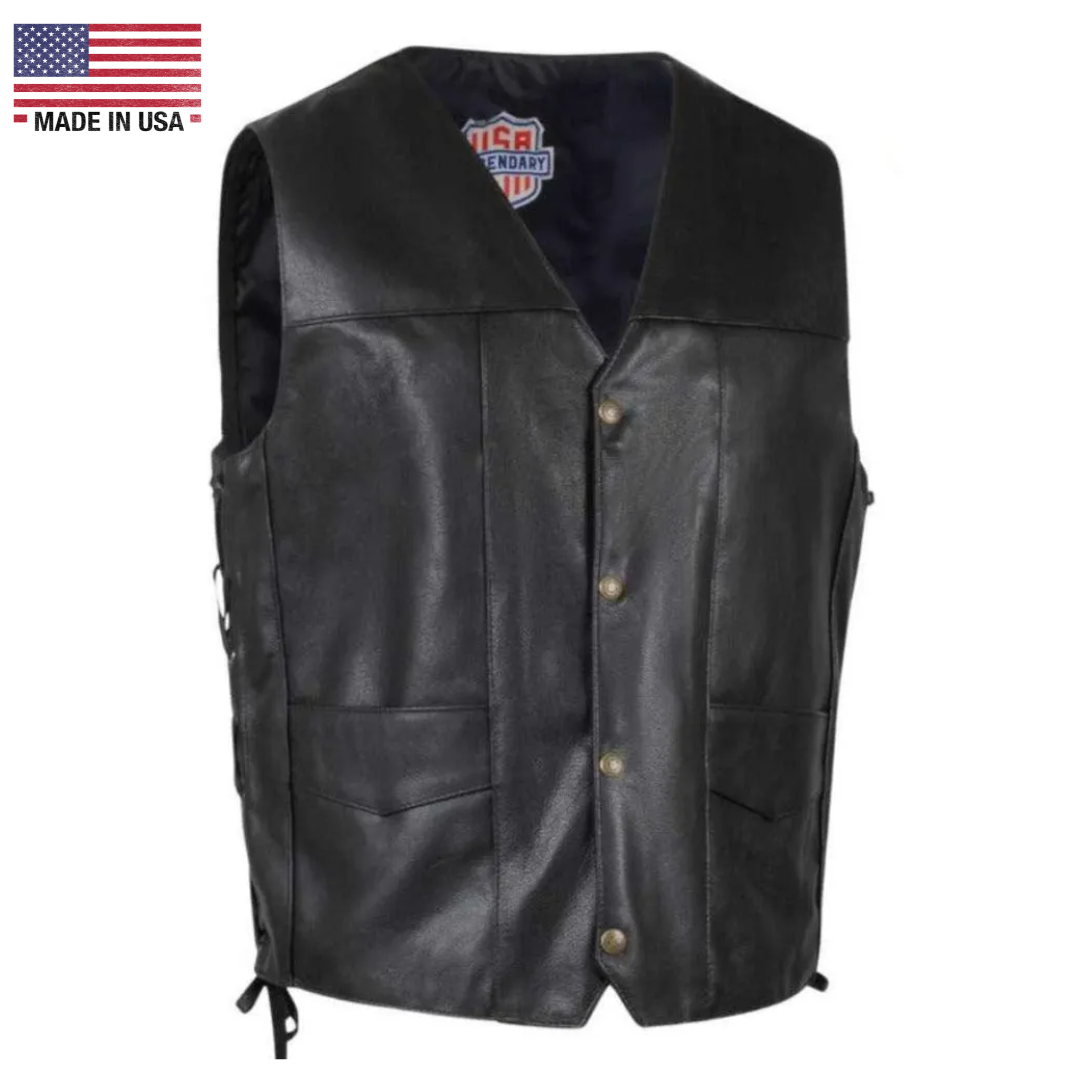 Legendary Dixon Men's Leather Motorcycle Vest