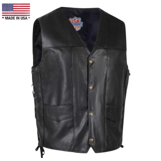 Legendary Dixon Men's Leather Motorcycle Vest