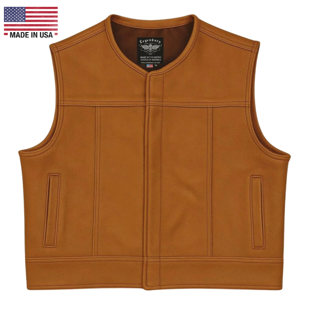 Legendary LowLife NCP Cropped Fitted American Bison Leather Motorcycle Vest