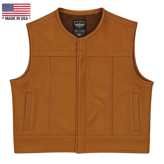 Legendary LowLife NCP Cropped Fitted American Bison Leather Motorcycle Vest