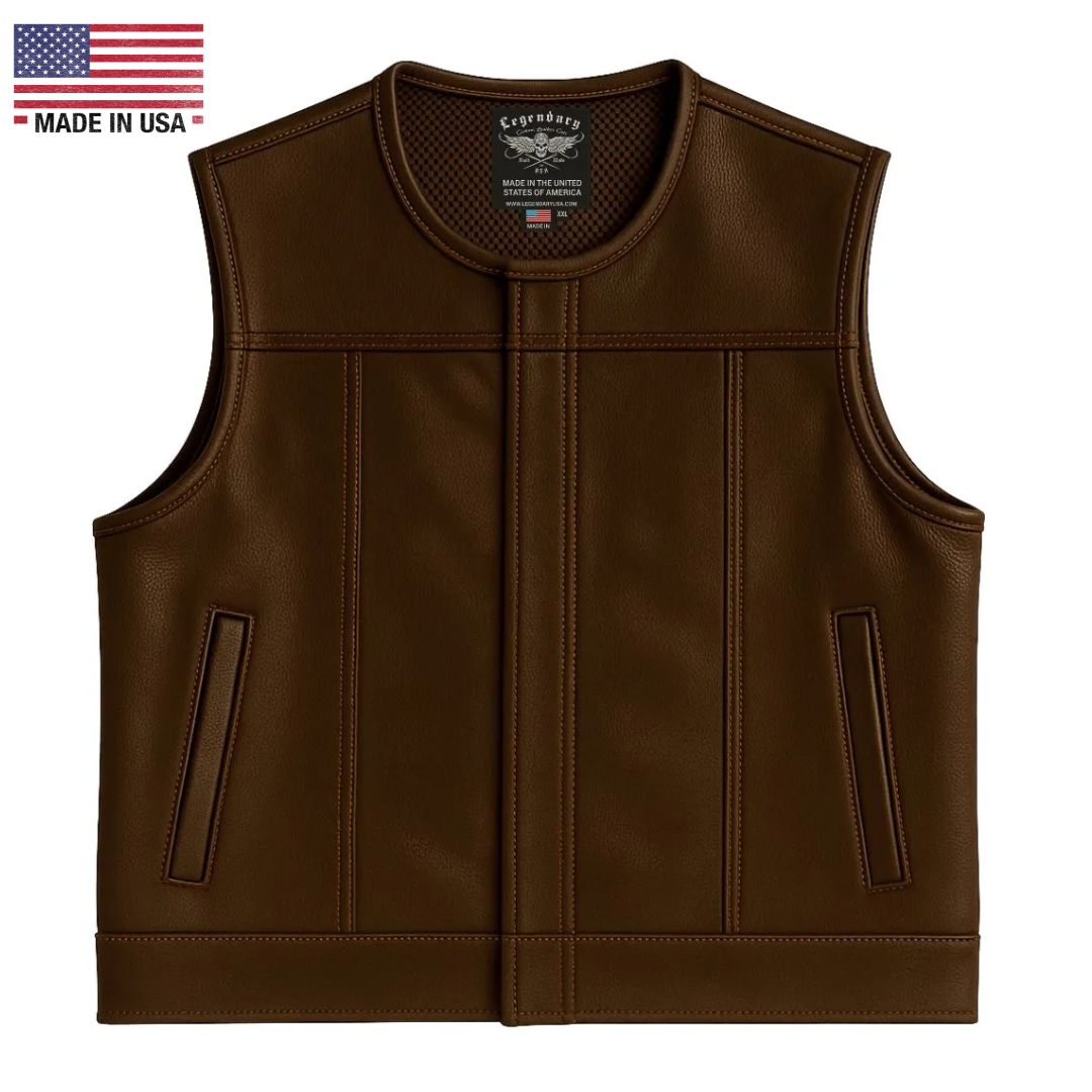 Legendary LowLife NCP Dark Chocolate Cropped Fitted Leather Club Style Motorcycle Vest