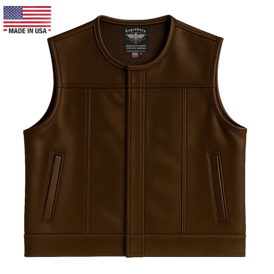 Legendary LowLife NCP Dark Chocolate Cropped Fitted Leather Club Style Motorcycle Vest