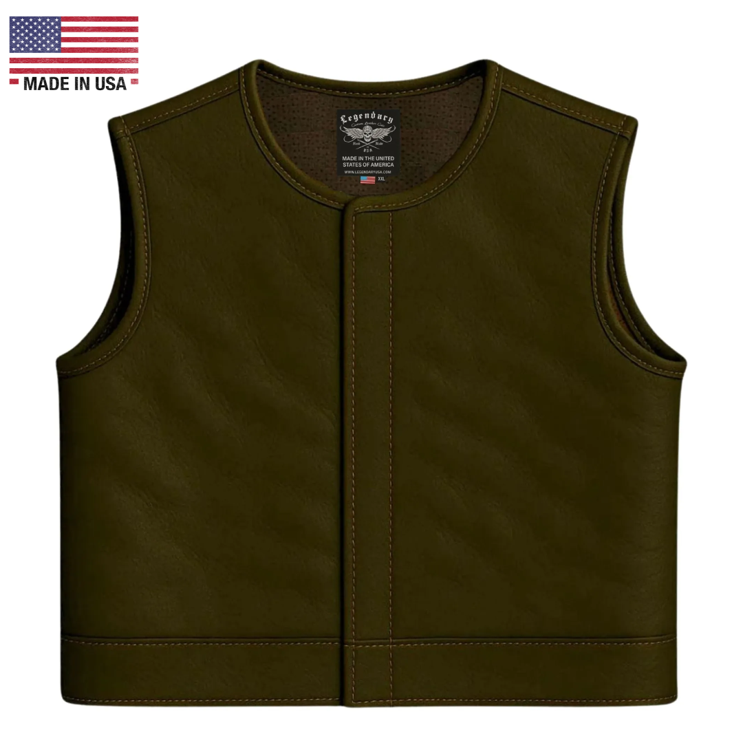 Legendary LowLife NOP Dark Chocolate Cropped Fitted Leather Club Style Motorcycle Vest