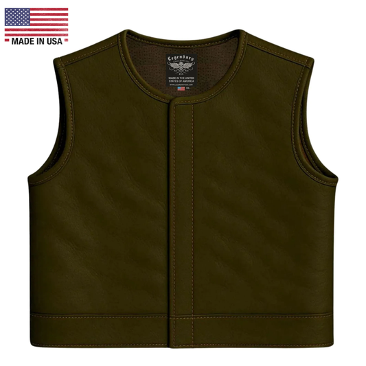 Legendary LowLife NOP Dark Chocolate Cropped Fitted Leather Club Style Motorcycle Vest