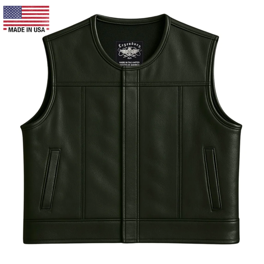 Legendary Lowlife NCP Black Cropped Fitted Leather Club Style Motorcycle Vest