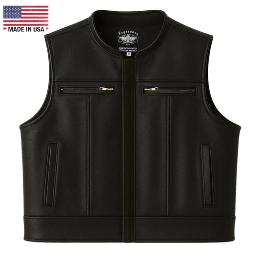 Legendary Lowlife Z Black Cropped Fitted Leather Club Style Motorcycle Vest