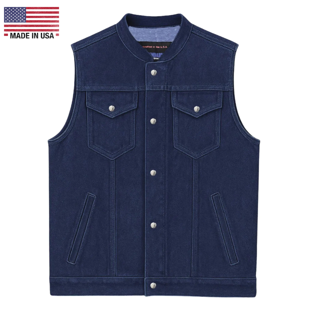 Legendary Ole Blue Men's Blue Denim Motorcycle Vest