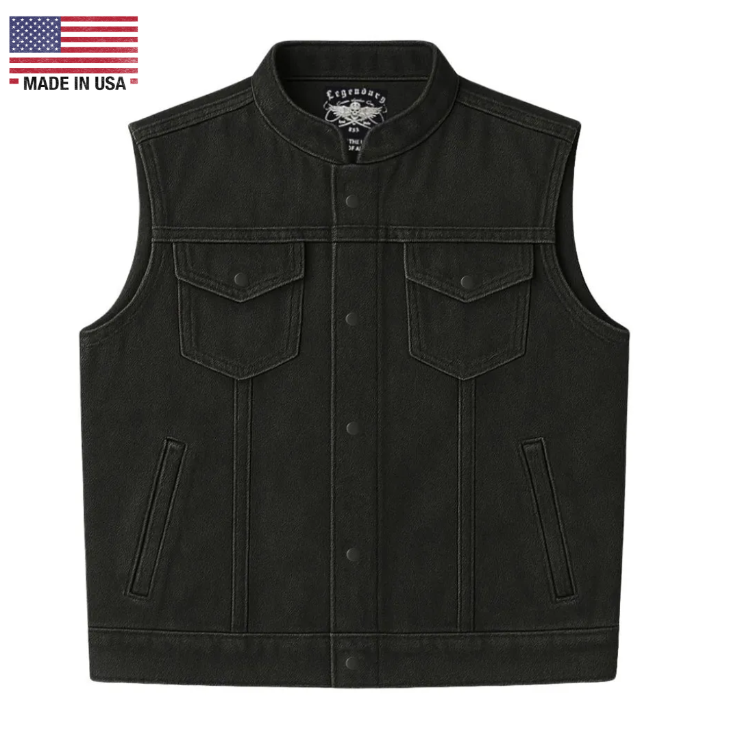 Legendary Revolution Men's Denim Motorcycle Vest