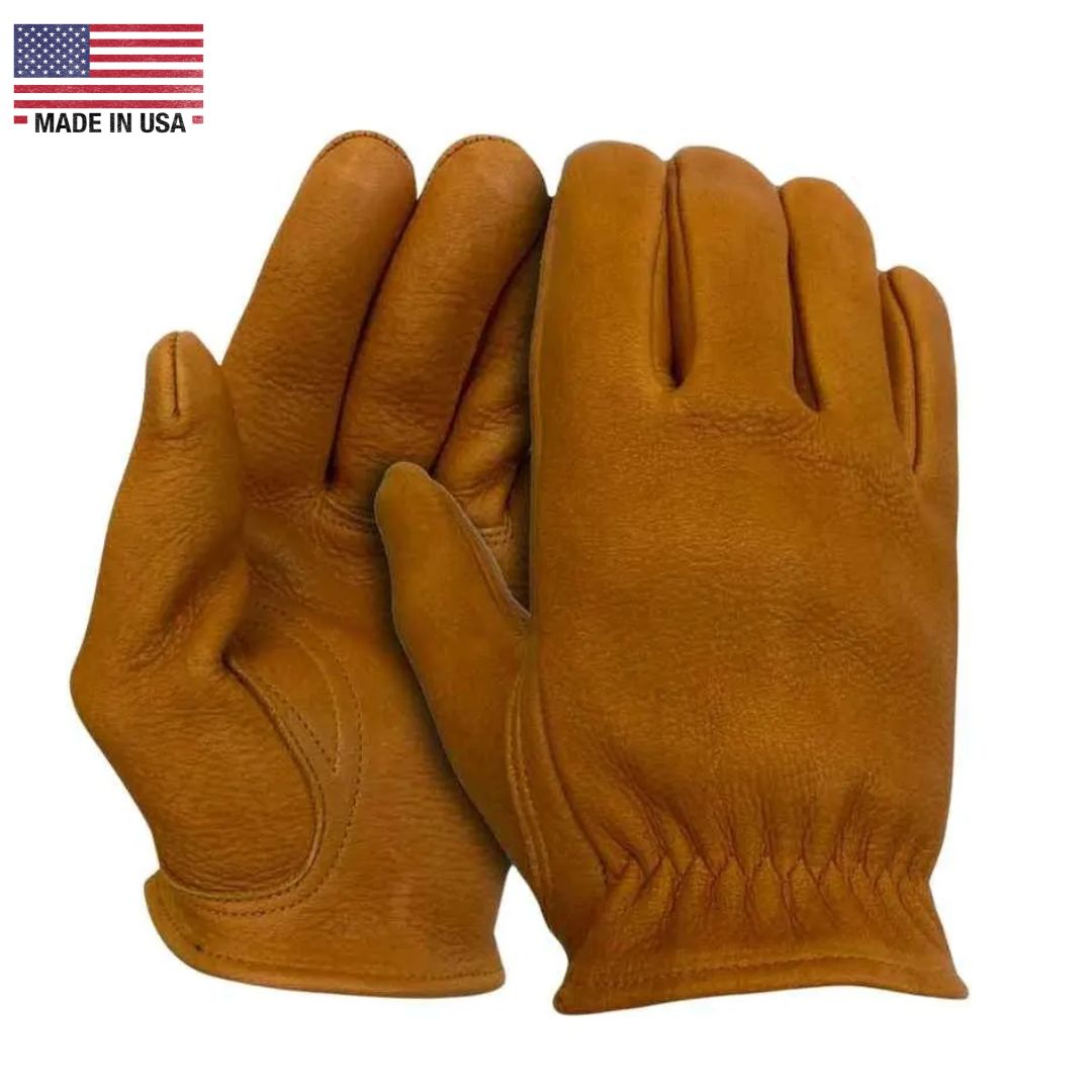 Legendary Tan Deerskin Leather Short Wrist Motorcycle Gloves