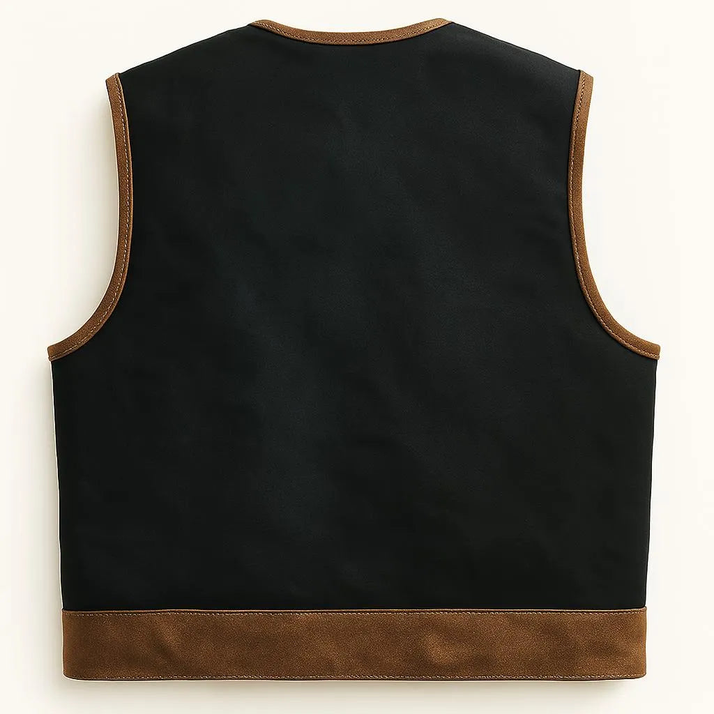 Legendary LowLife NCP Canvas & Leather Cropped Fitted Club Style Motorcycle Vest - Tobacco Brown