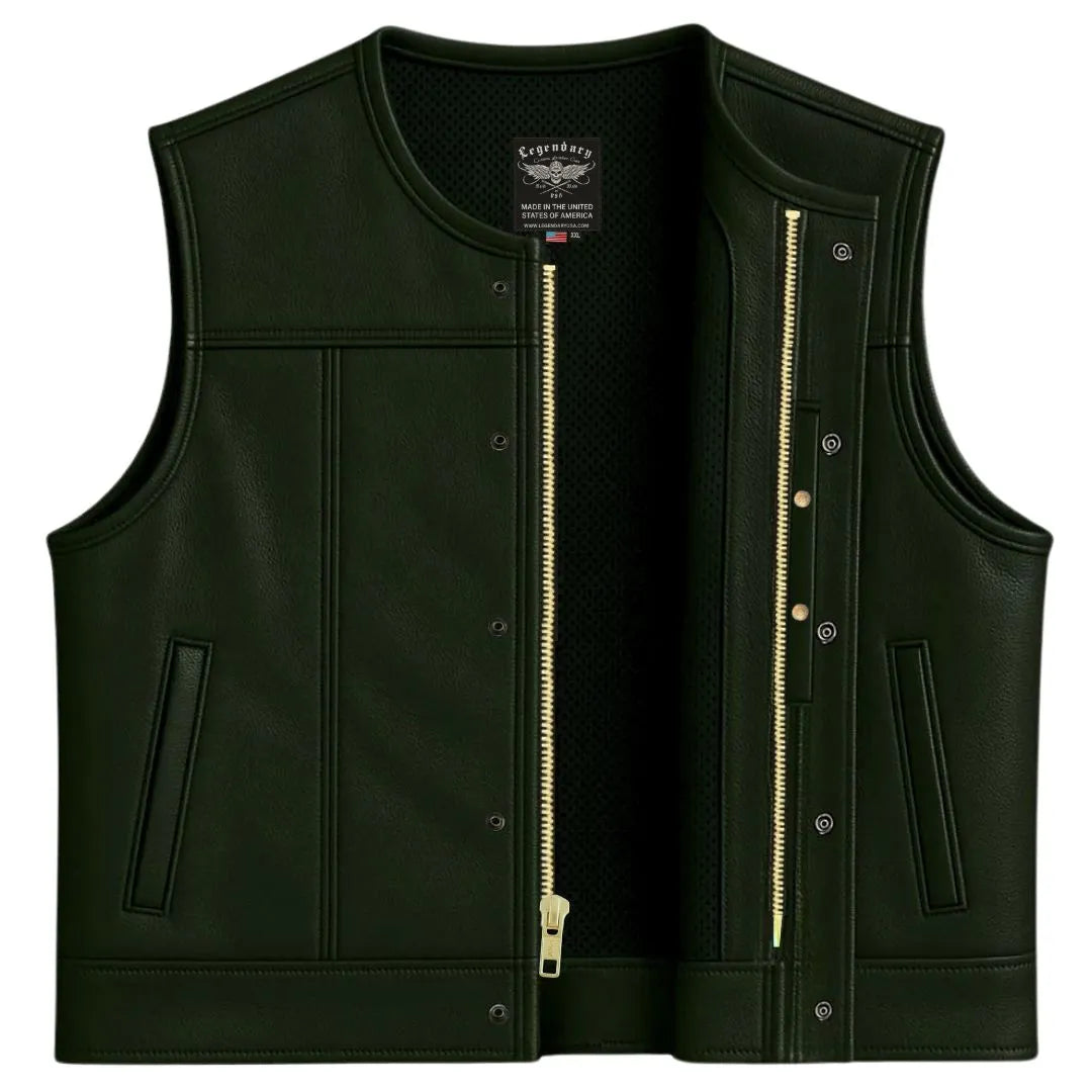 Legendary Lowlife NCP Black Cropped Fitted Leather Club Style Motorcycle Vest