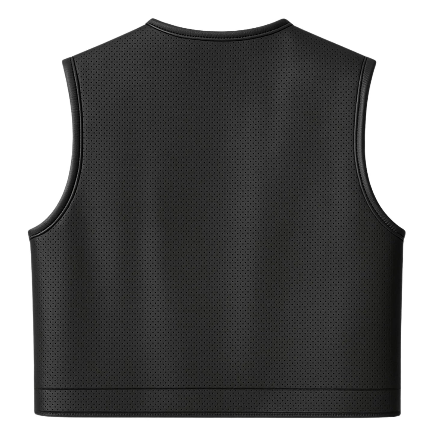 Legendary LowLife Z Perforated Black Cropped Fitted Leather Club Style Motorcycle Vest