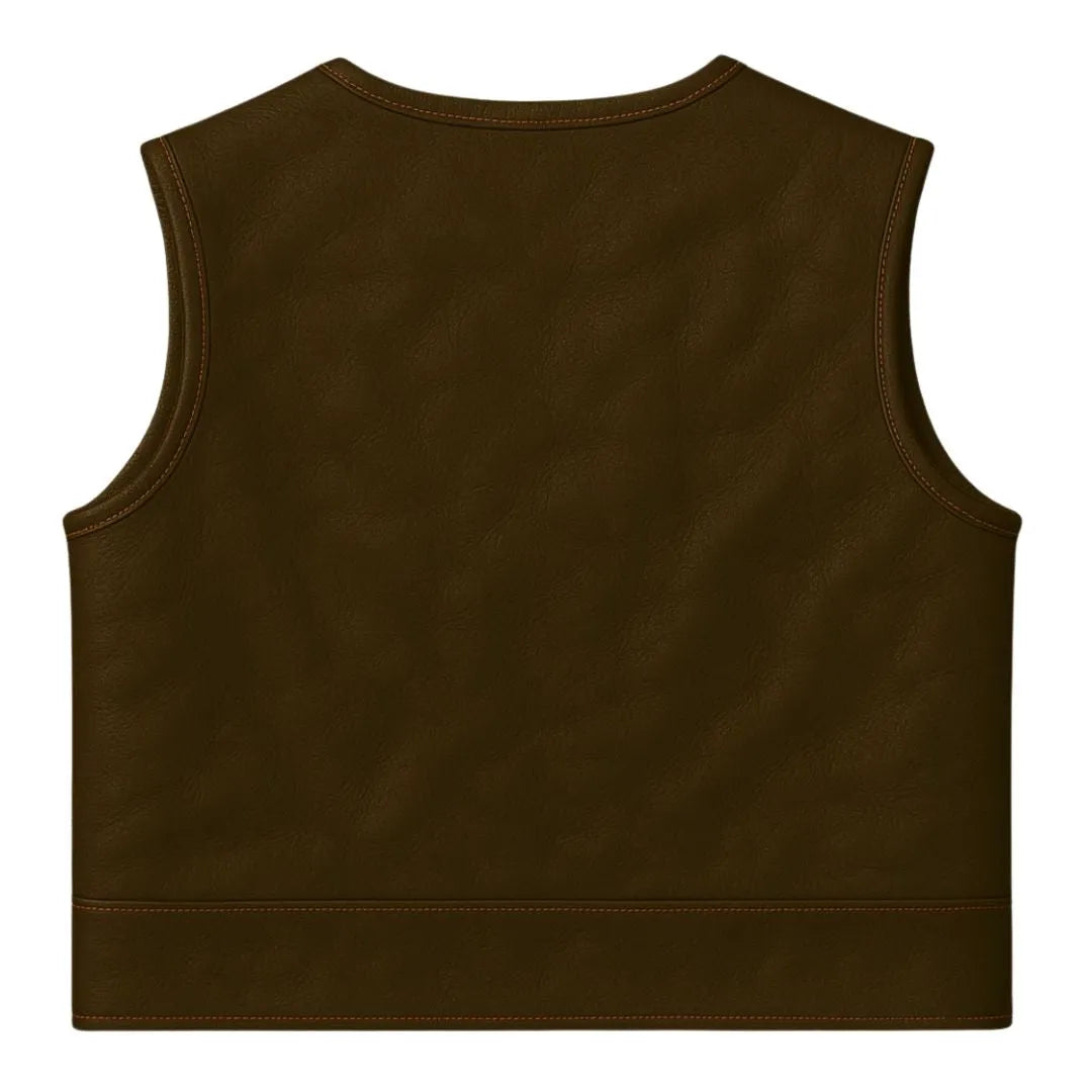 Legendary LowLife NOP Dark Chocolate Cropped Fitted Leather Club Style Motorcycle Vest
