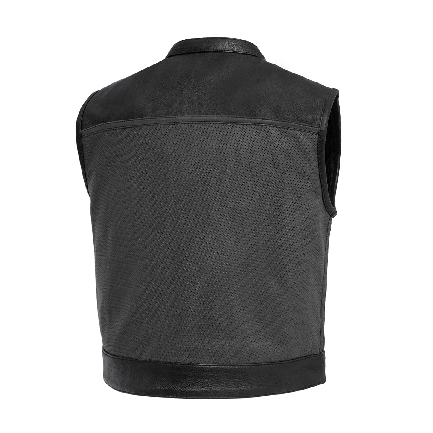 Two Tone Lowrider Perforated Men's Leather Vest White