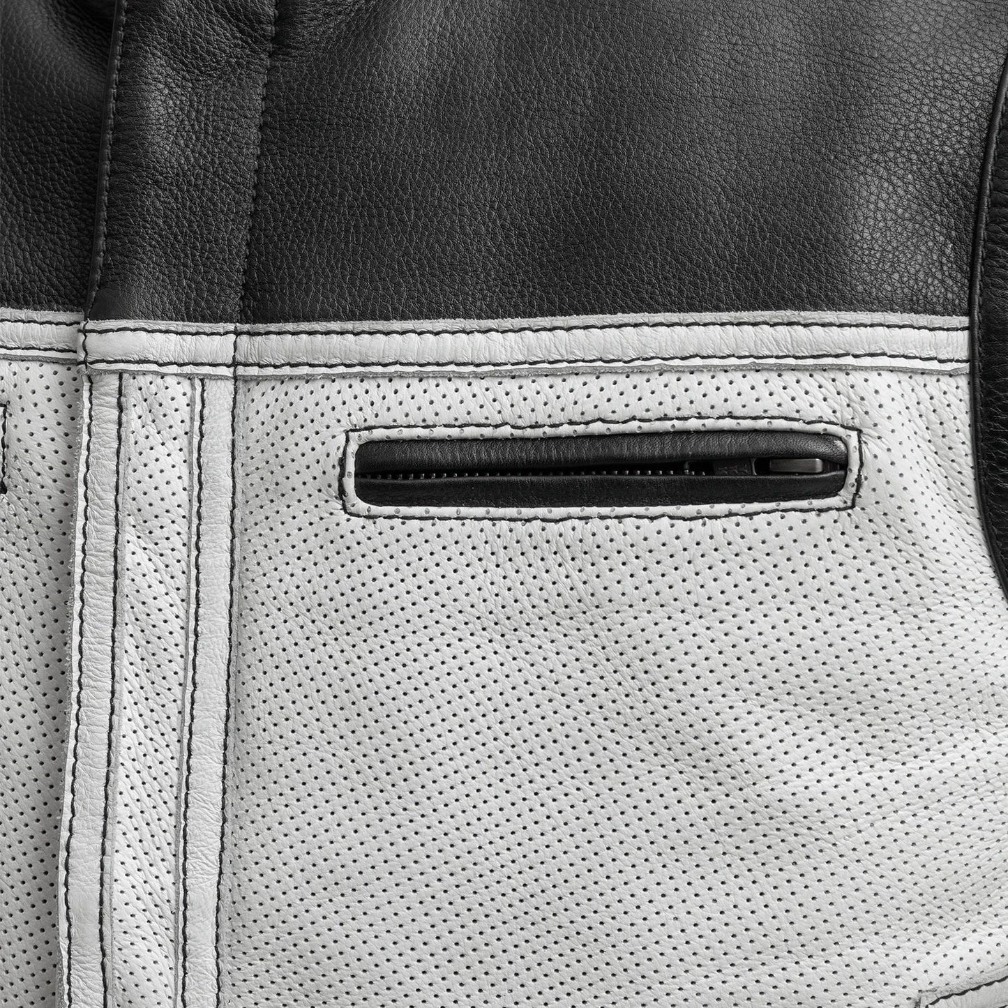 Two Tone Lowrider Perforated Men's Leather Vest White