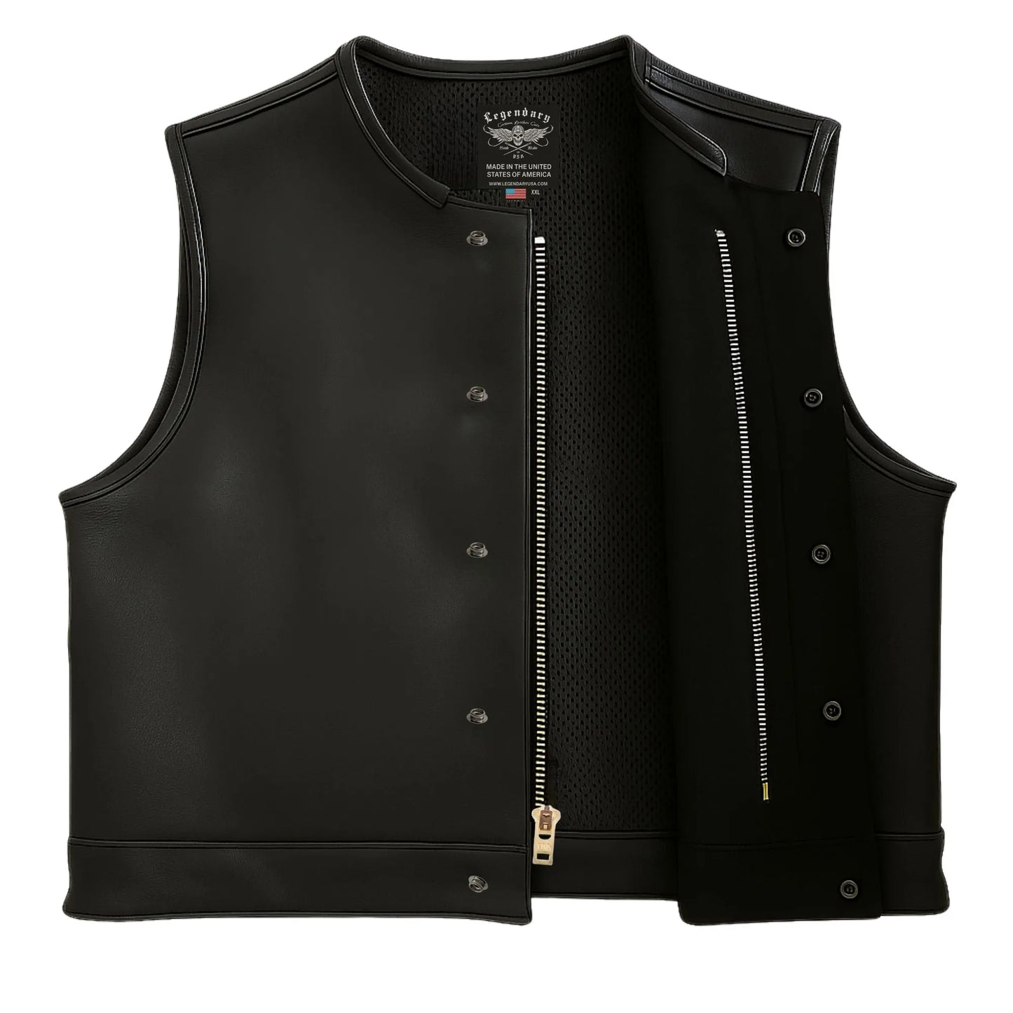 Legendary LowLife NOP Black Cropped Fitted Leather Club Style Motorcycle Vest