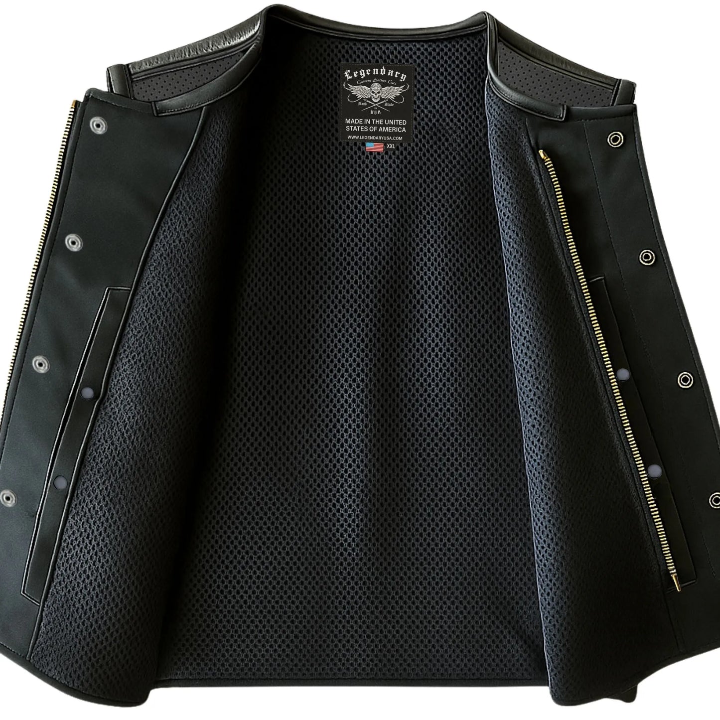 Legendary LowLife NCP Perforated Leather Cropped Fitted Club Style Motorcycle Vest