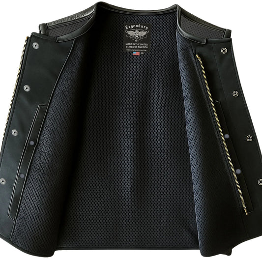 Legendary LowLife NCP Perforated Leather Cropped Fitted Club Style Motorcycle Vest