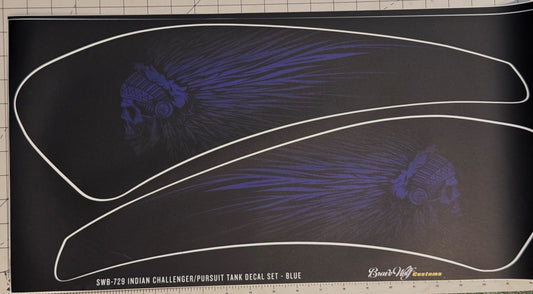 CLEARANCE SWB-729-Dark Purple-Indian Powerplus Tank Decal Set - Matte finish (misprinted)