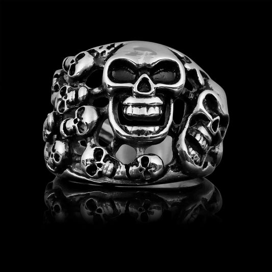 Stainless Steel Polished Multiple Skulls Ring