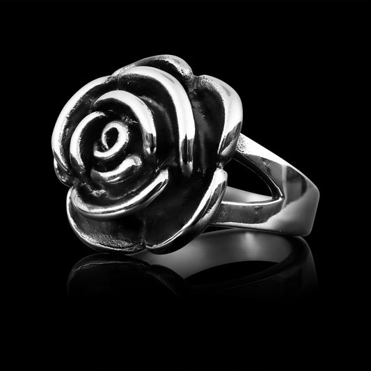 Detailed Rose Stainless Steel Polished Ring