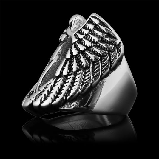Stainless Steel Guardian Angel Unisex Ring