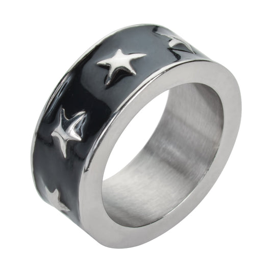 SK1008 Be My Star Ring Orange, Blue, Red, Black, Purple, Pink Stainless Steel Ladies Jewelry