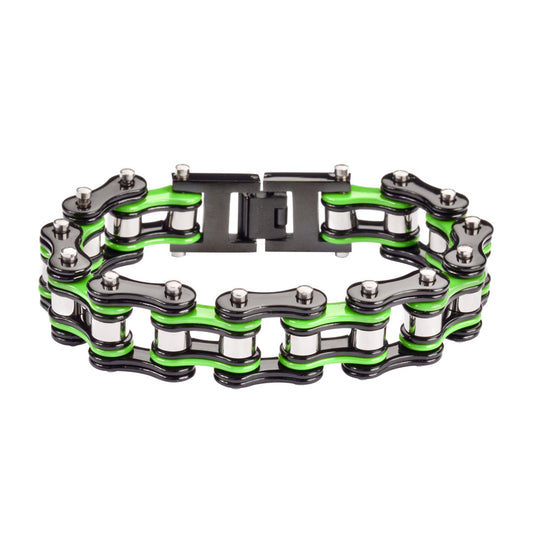 SK1133 Black Green Silver 3/4" Wide Double Link